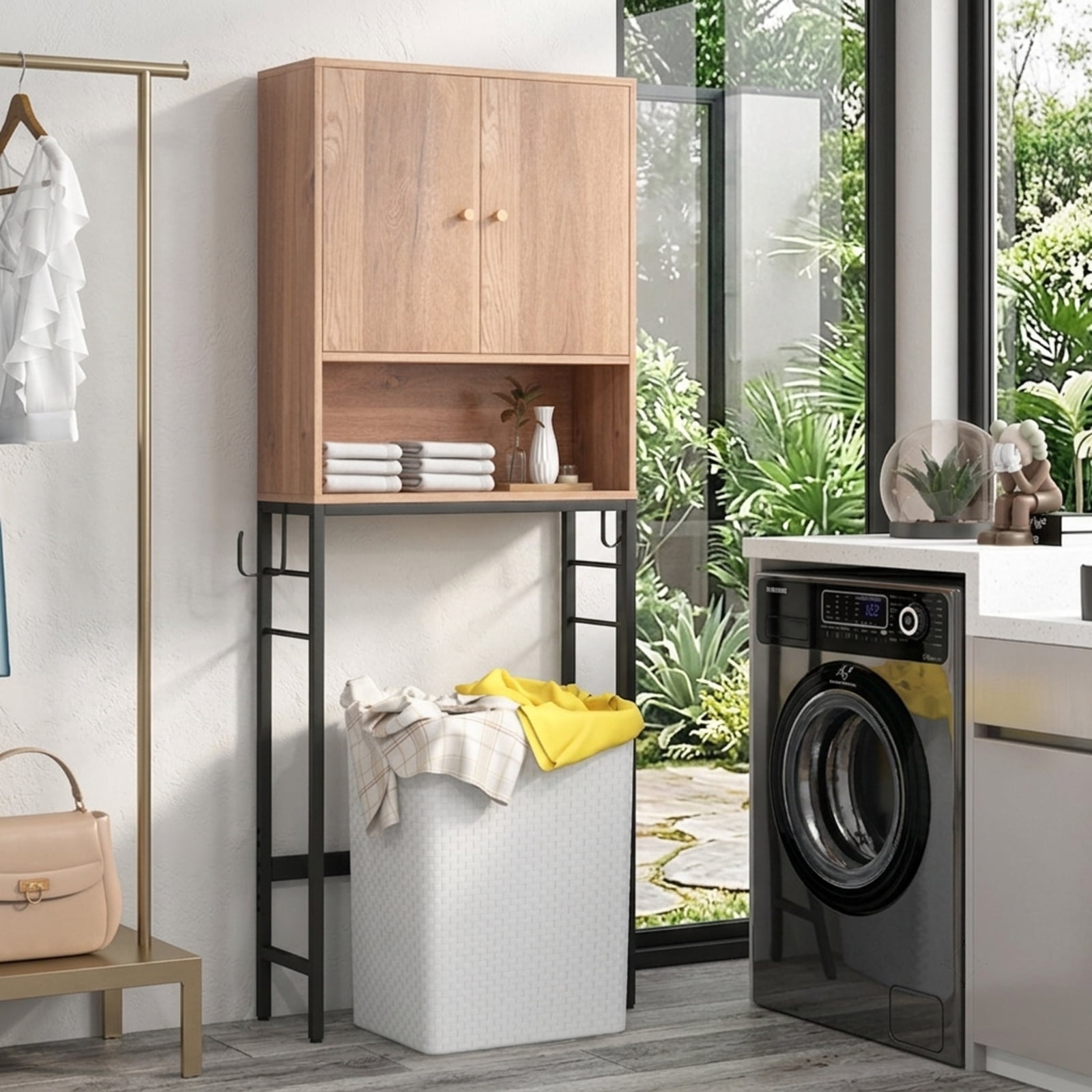 Vebreda Over the Toilet Storage Cabinet with 2 Doors and Adjustable Shelf for Bathroom Space Saving Organization, Natural