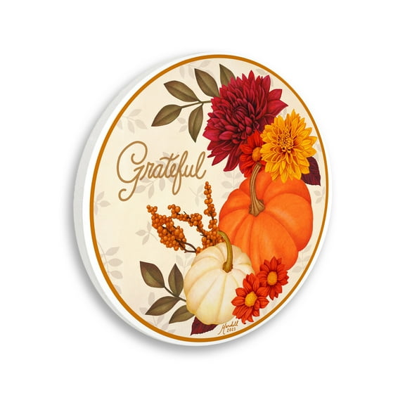 Stupell Industries Grateful Autumn Florals Holiday Painting Unframed Art Prints Wall Art, 12 x 12