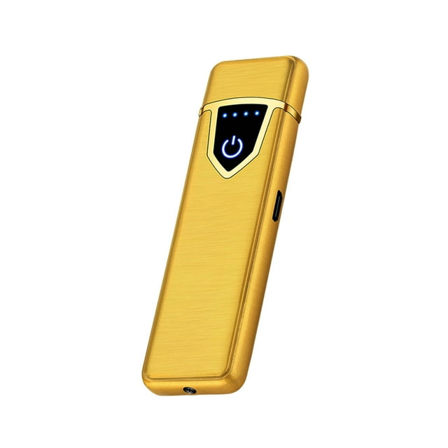Gold Slim Usb Rechargeable Electric Lighter Flameless Arc Plasma Design Windproof And Safe For Indoor And Outdoor Use