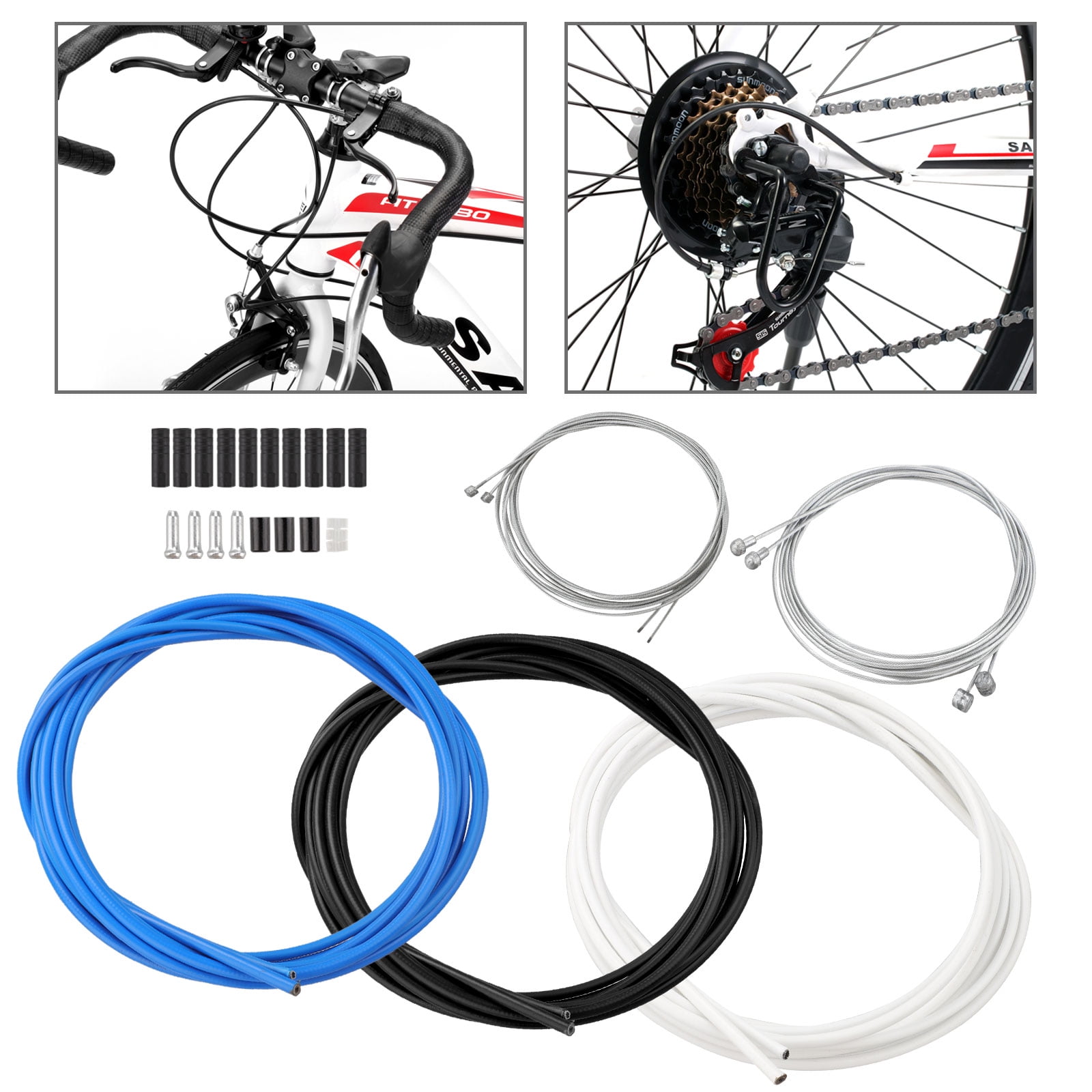 4 X MTB Black Road Bike Outer Brake Gear Cable Protection Gear Cable Frame Cover