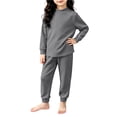 thumbnail image 2 of Amidoa Girls 2 Piece Outfits Soft Cute Long Sleeve Top and Pants Fall Winter Kids Clothing Sets Gray Size 12, 2 of 6