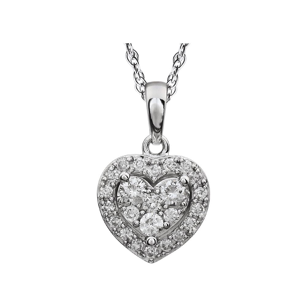 JewelryWeb - 14k White Gold 0.38 Dwt Diamond Heart Necklace - Walmart
