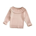 thumbnail image 1 of Chandail Décontracté Tricoté Uni pour Filles, Manches Longues, Col Rond, Rose, 1 of 4