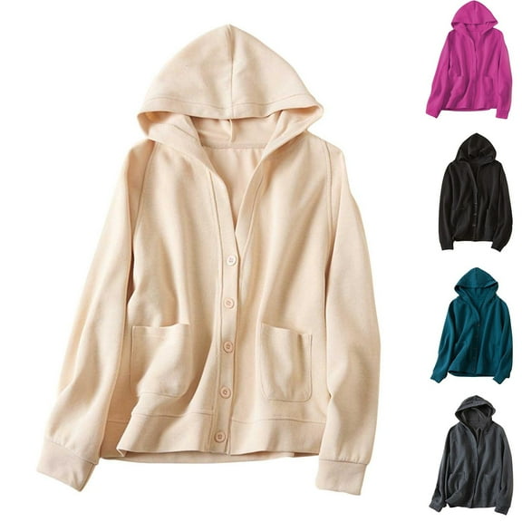 LVHAOGJOB Womens Long Sleeve Jackets Full Zipper Lightweight Hooded Coats for Women