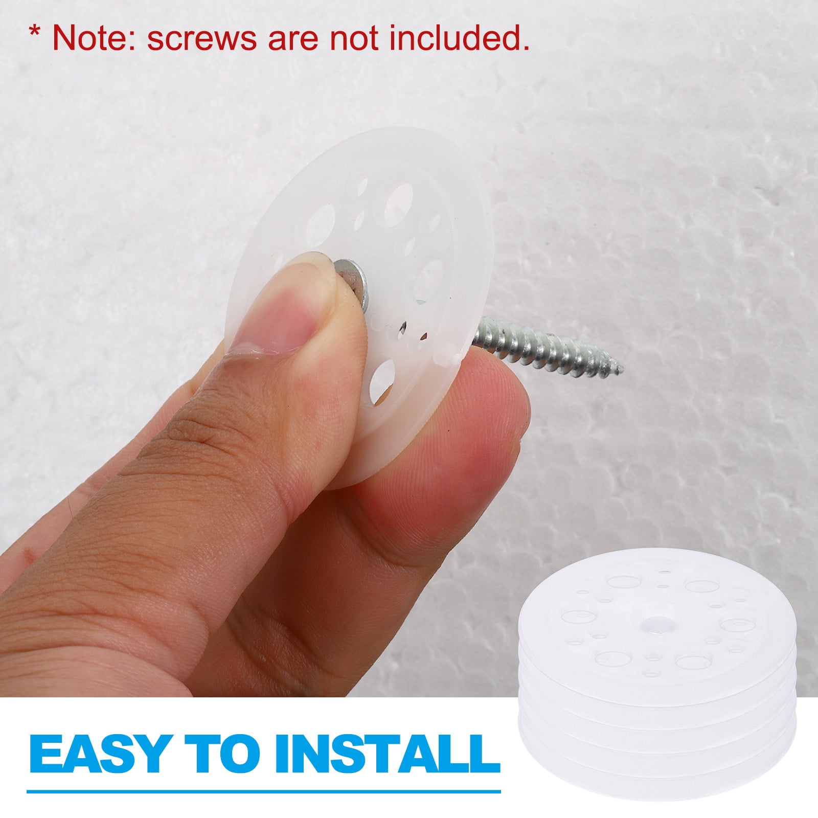 46mm Plastic Washers, 300pcs Plastic Insulation Washers Foam Board Fasteners Polypropylene Washer for Foam Insulation Board Fixing Insulation Pins Sound Proofing Wall Floor Ceiling