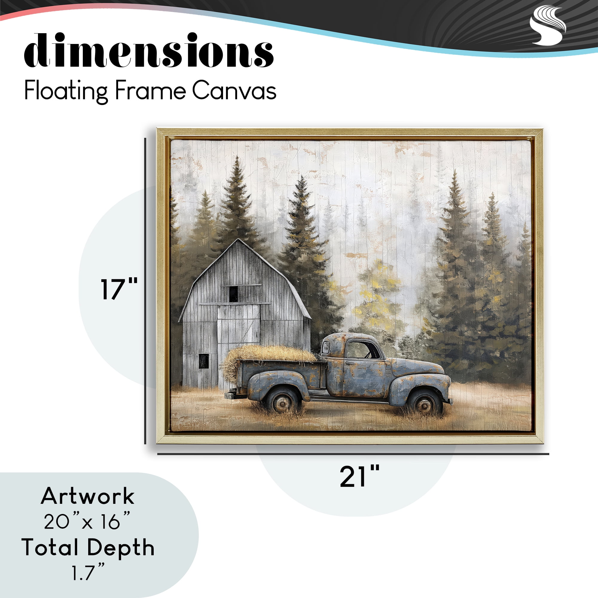 Stupell Industries Autumn Barn & Pine Forest Gold Framed Floater Canvas Wall Art, design by Imagine It Images