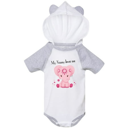 

Inktastic Aditi My Nanny loves me Pink Elephant beautiful Gift Baby Girl Bodysuit