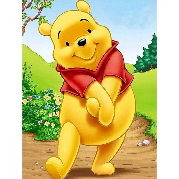 DIY Diamond Painting Winnie the Pooh 12x16Inch, Full Round Drill Kits Cross Stitch Mosaic Art for Adults Relax & Home Wall Decor Festival Gift