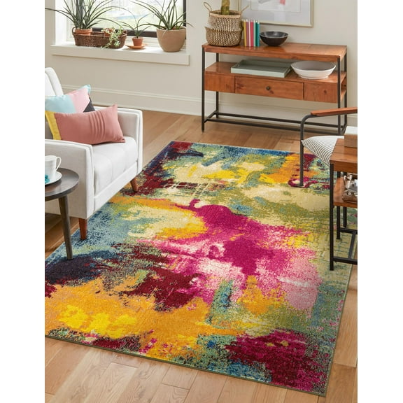 Unique Loom Estrella Collection Area Rug - Barris (7' 1" x 10' Rectangle Multi/Beige)