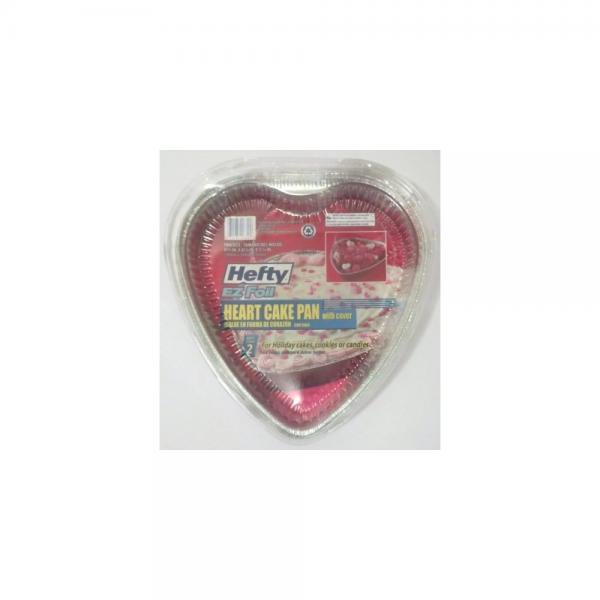 Hefty Ez Foil Heart Cake Pan with Cover, 2 Piece