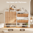 thumbnail image 3 of 46" Tall Shoe Cabinet with 2 Flip Drawers, Hidden Shoe Organizer, Slim Narrow Design, Freestanding for Entryway, Hallway & Closet Natural Wood, 3 of 7