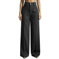 thumbnail image 2 of BRELIL Women Plus Size Wide Leg Trousers High Waisted with Pockets Solid Casual Office Long Pants Loose Fall Winter Fashion Outfits, Black L, 2 of 9