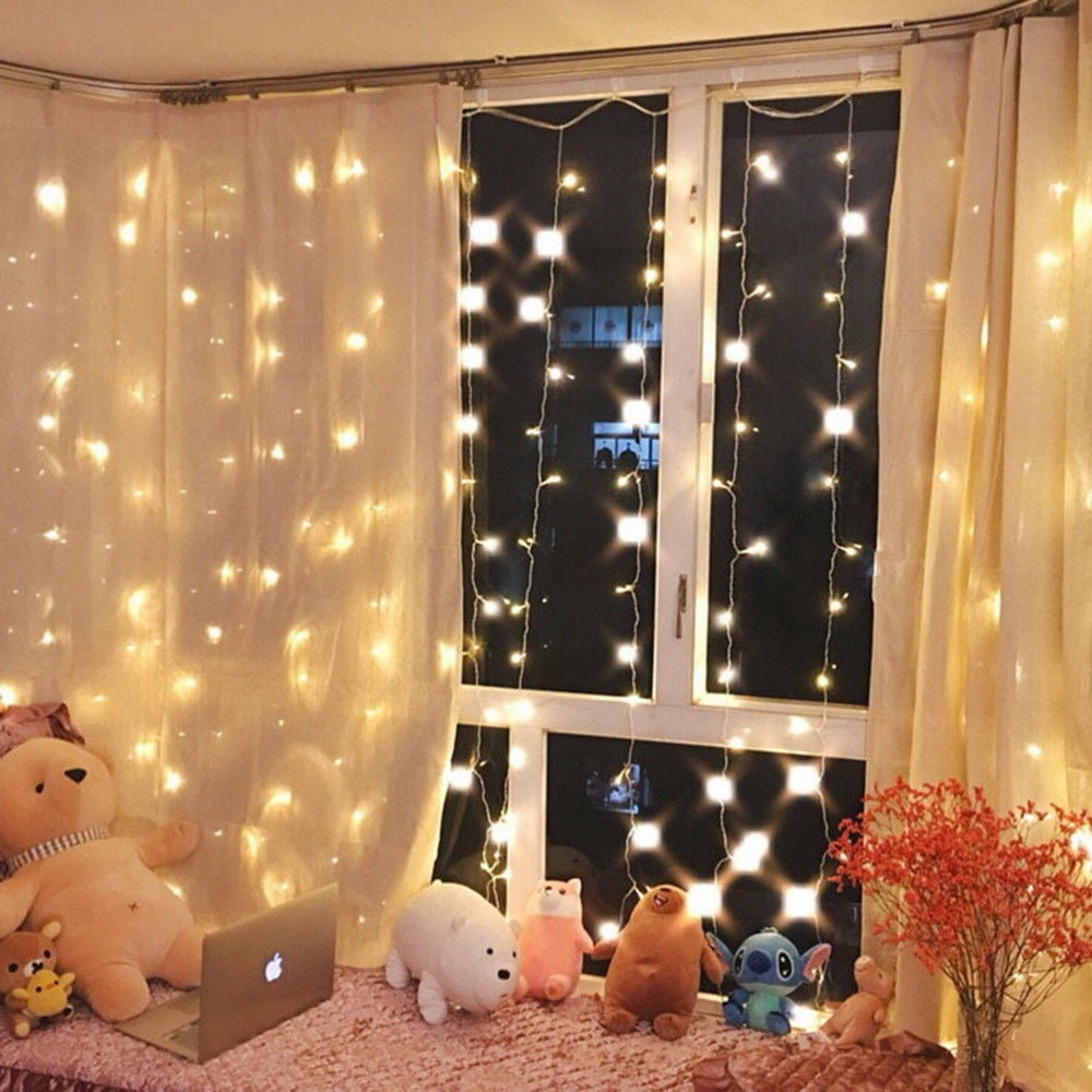 300 LED Curtain Fairy String Lights USB Home Window Bedroom Wedding Party Decor 