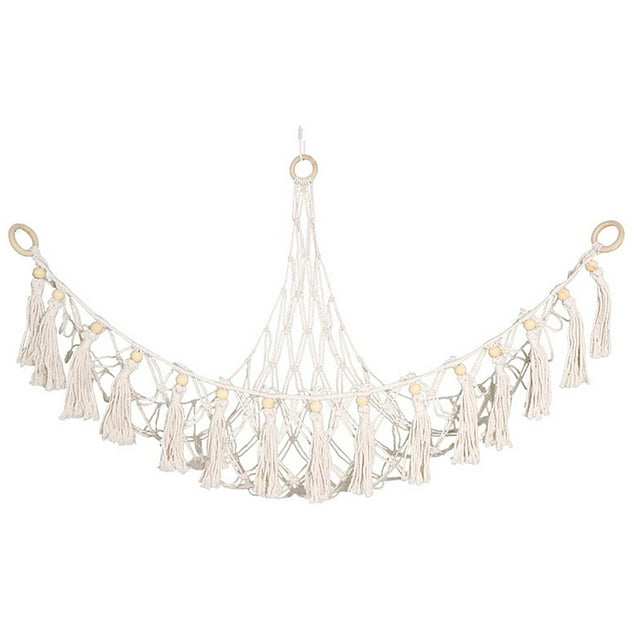 Stuffed Animal Hammock Hanging Toy Storage Organizer with Tassels