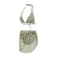 thumbnail image 5 of Liacowi Women's Three-Piece Bathing Suit, Diamond Lattice Bikini Bra + Swim Briefs + Tie-Up Beach Towel Style Skirt, 5 of 9