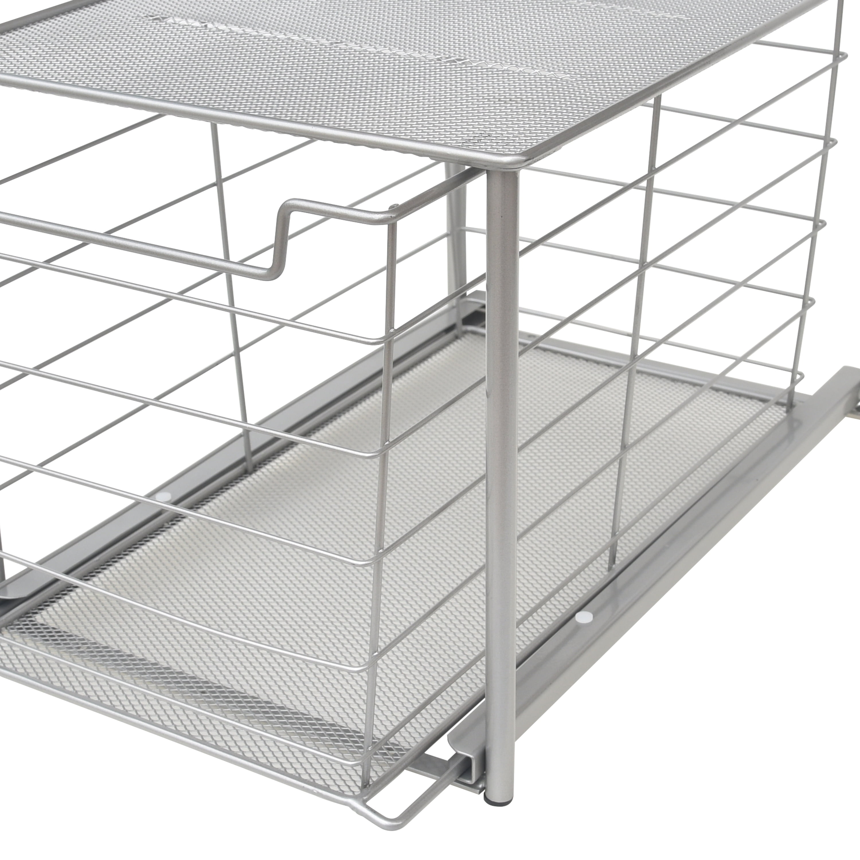 (2 pack) Mainstays Large Stackable Slide-Out Drawer Organizer, Satin Nickel, 15" x 10 " X 9.3"
