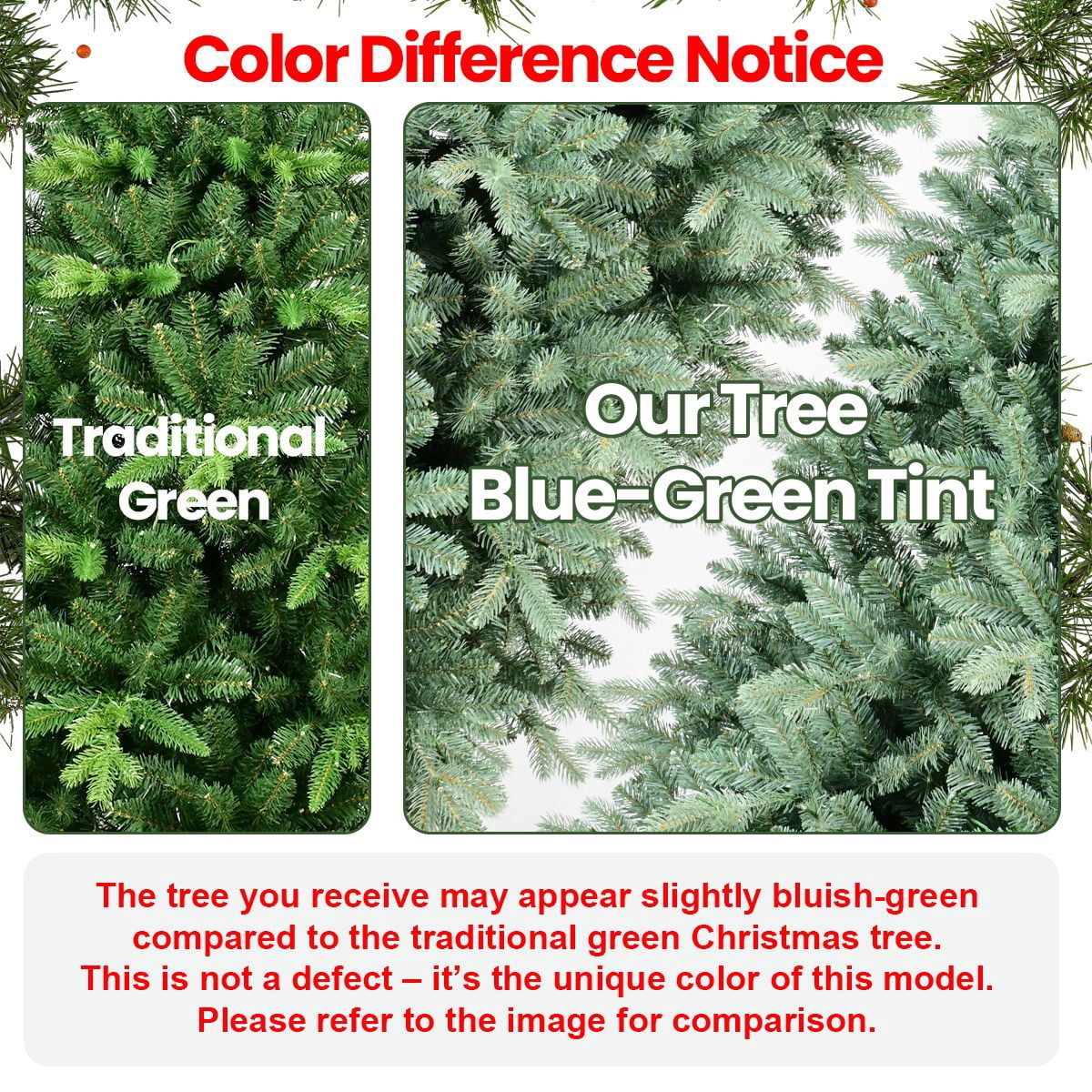 5ft Blue Spruce Christmas Tree with 592 Fire-Resistant Tips, Artificial Xmas Tree Hinged, Foldable Base Christmas Decor for Holiday Home Party