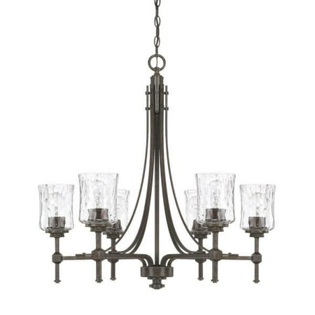 Renaissance 6 Light Oval Chandelier - Capital Lighting Porter - Six Light Chandelier, Renaissance Brown Finish with Clear Watered Glass