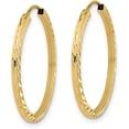 thumbnail image 2 of 14k Yellow Gold Diamond-cut Square Tube Endless Hoop Earrings - 24.5mm, 2 of 6