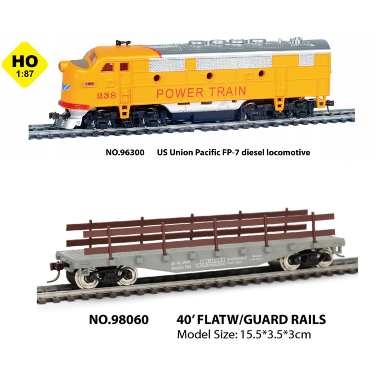 1/87 HO Scale US Union Pacific FF-7 Diesel Locomotive Metal Track Model Train Set Gift for Enthusiast