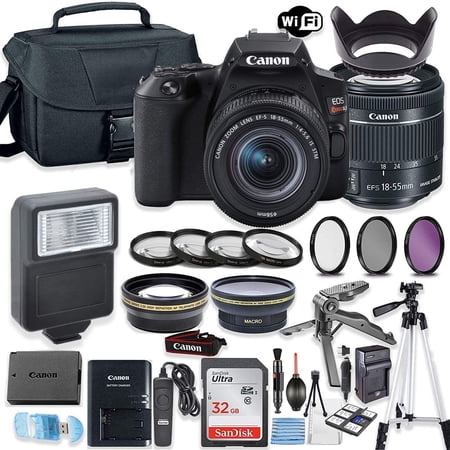 Canon EOS Rebel SL3/250D DSLR Camera with 18:55mm Lens (Black) | 32GB Sandisk Memory | Camera Case | Digital Flash | Accessory Bundle
