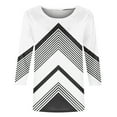 thumbnail image 4 of Spring Tops for Women Homenesgenics Clothes under $5.00 Women's Fashion Printed T-shirt 3/4 Sleeves Blouse Round Neck Casual Tops(White,L), 4 of 5