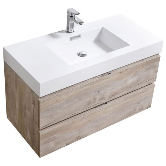 Bliss 40" Nature Wood Wall Mount Modern Bathroom Vanity