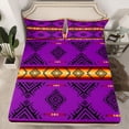 thumbnail image 2 of Feelyou Mystic Hippie Aztec Bed Sheets for Men, Purple Triangle Stripes King Sheets, Vintage Fashion Sheet Set, Ultra Soft Bedroom Decor, 4 Pieces, 2 of 7