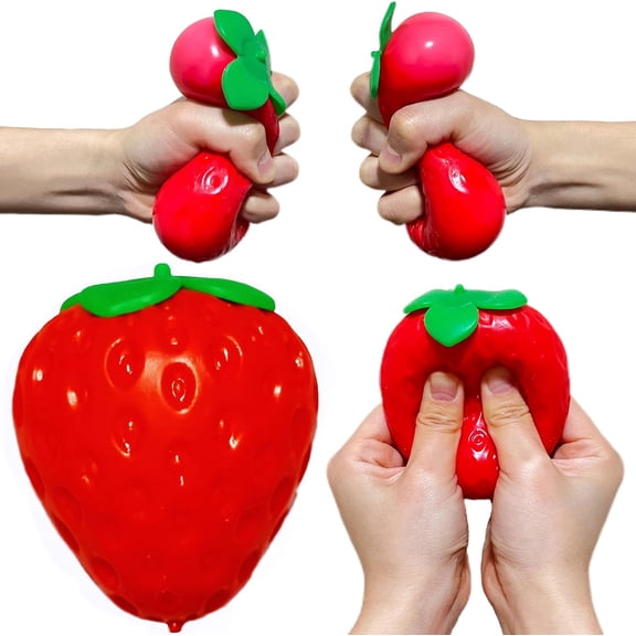 Strawberry Squishy Stress Balls for Kids and Adults 1 PCS - Fruit Fidget Squeeze Toy, Anxiety Relief, Kawaii Sensory Toy, Party Favors & Desk Accessory