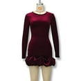thumbnail image 6 of Gamivast Cocktail Dresses for Women Fitted Crew Neck Mini Dress Long Sleeve Party Dress Solid Velvet With Puffy Ruffle Hem for Night Out Club, 6 of 8