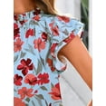 thumbnail image 5 of PRETTYGARDEN Women's Ruffle Short Sleeve Summer Tops Trendy Floral Trim Neck Casual Dressy Chiffon Boho Blouses Shirts, 5 of 7