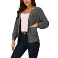 thumbnail image 5 of INSPIRE CHIC Women's Open Front Long Sleeve Knit Casual Cardigan with Pockets L Dark Grey, 5 of 5