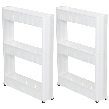 

28 Slim Slide Out Storage Tower for Laundry Bathroom or Kitchen By Trademark Innovations (Set of 2)