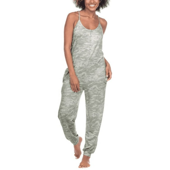 Honeydew Women's One Piece Sleep Jumpsuit, Gray Camo Medium