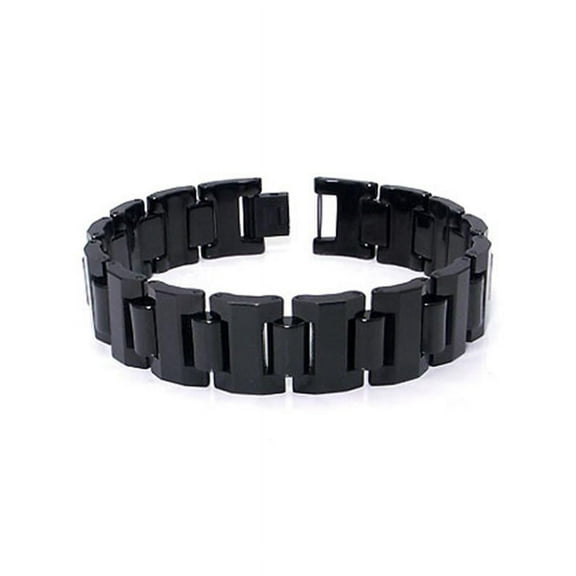 Titanium Kay Black Tungsten Carbide 16MM Men's High Polish Finish Chrome Color Link Bracelet Sz 8.5"