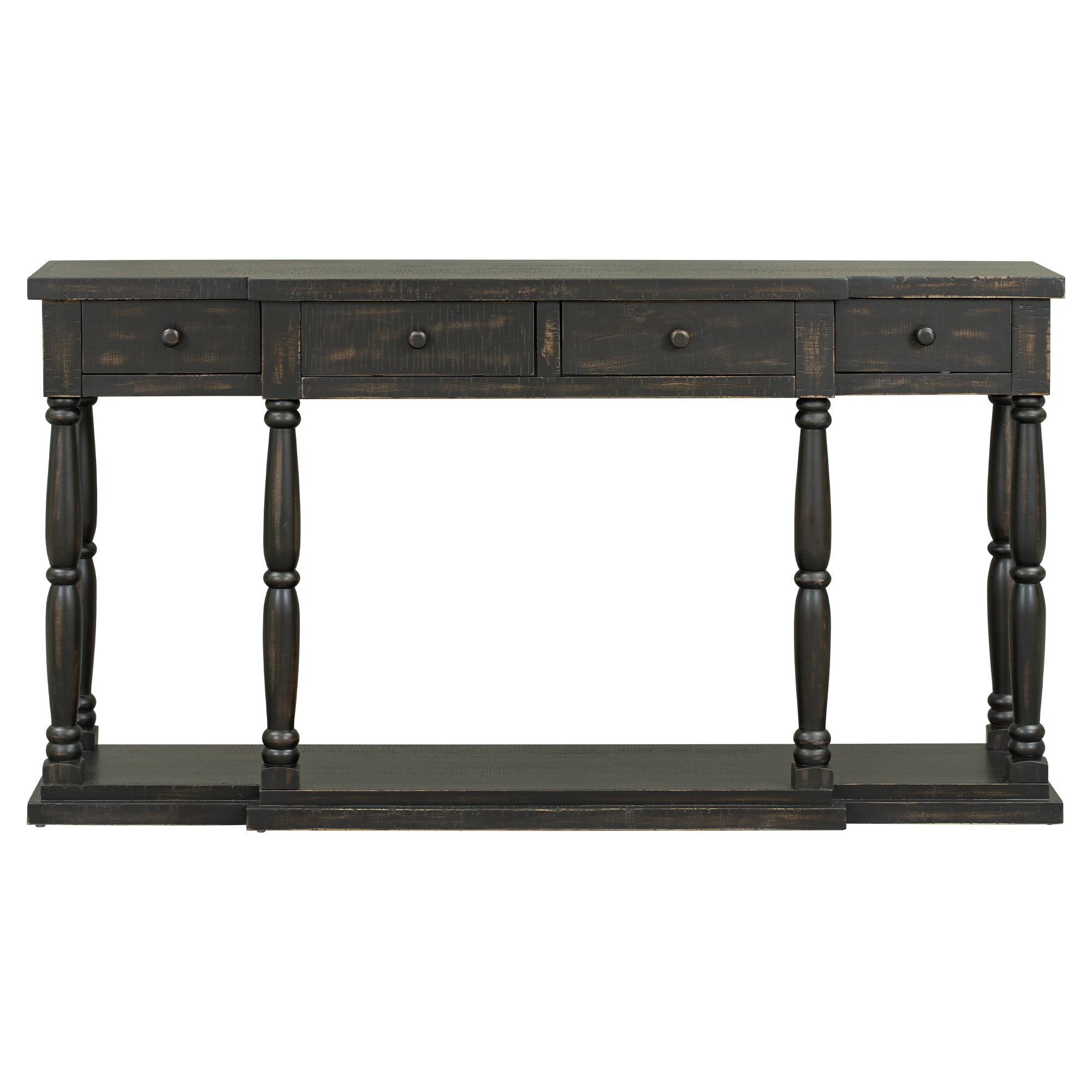 Solid Wood Console Table with 4 Front Facing Storage Drawers and 1