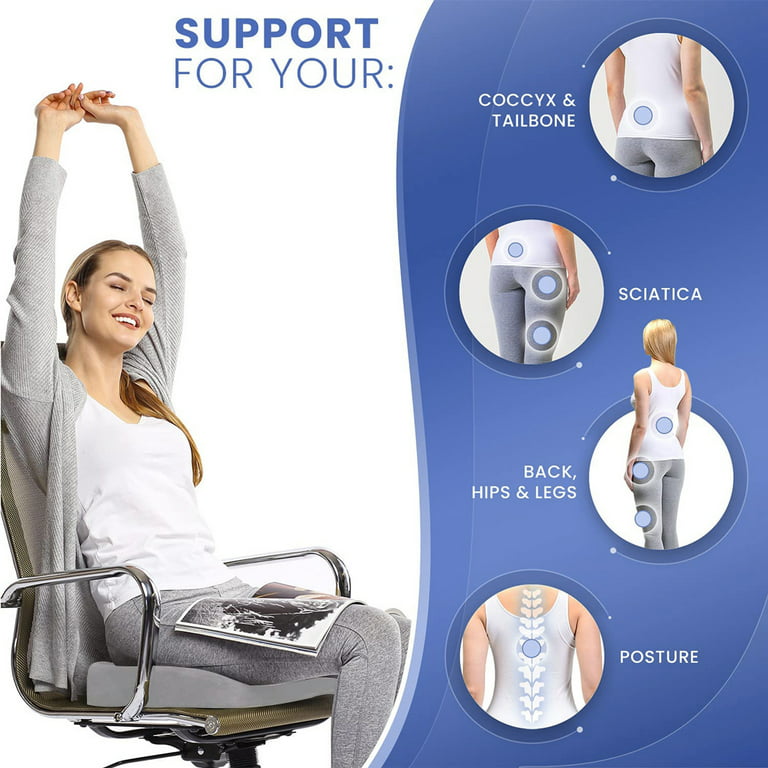 [Upgraded] Ergonomic Tailbone Pain Relief Seat Cushion for Sciatica,  Coccyx, Low Back, Hip & Pressure Relief Pillow. Memory Foam Office Chair  Cushions