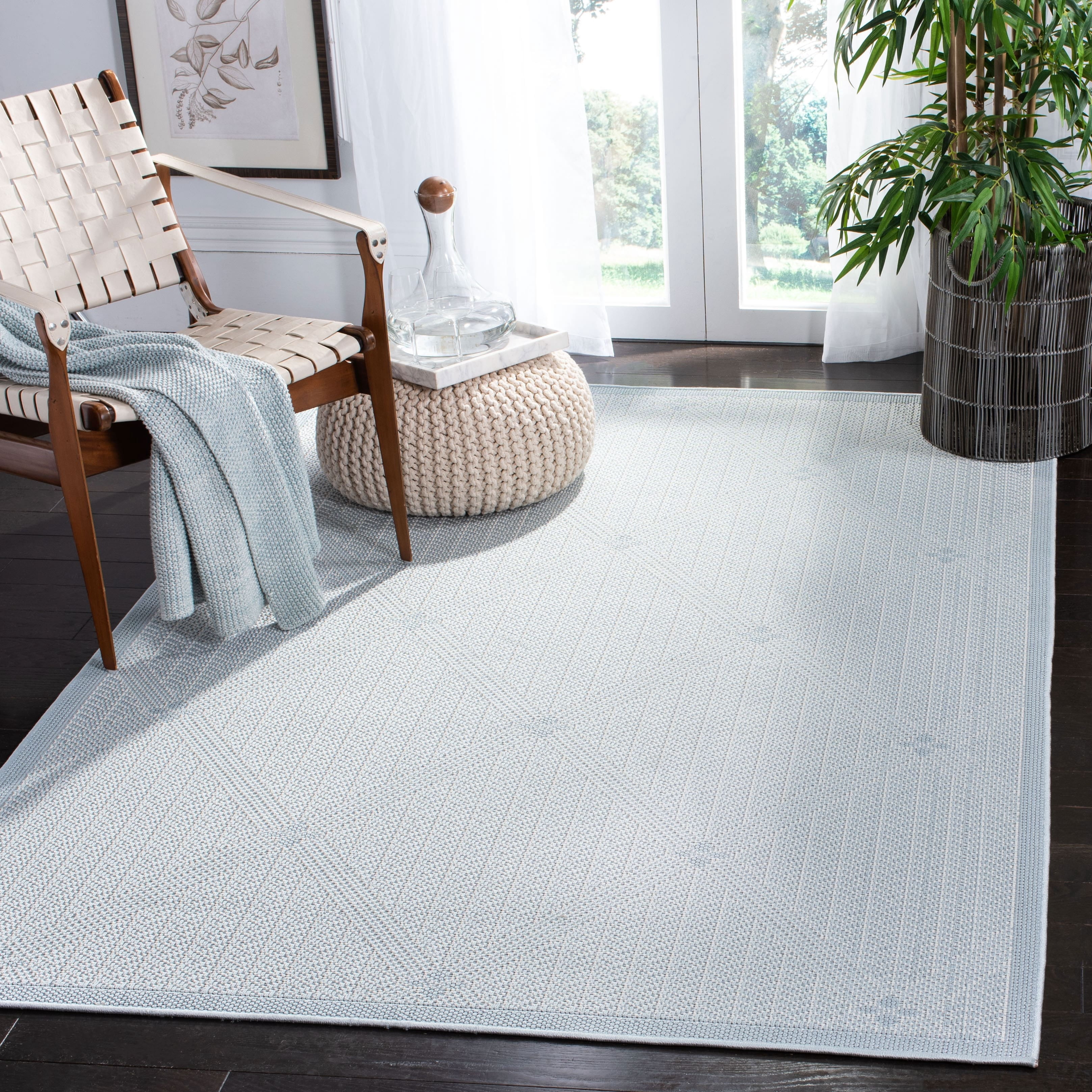 SAFAVIEH Machine Washable Rug Indoor/Outdoor Bermuda Collection - Bermuda Carleen Geometric Indoor/Outdoor Runner Rug, Cream/Beige, 2' x 16'