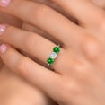 thumbnail image 4 of Gem Stone King 10K Two Tone Gold White Moissanite and Green Created Emerald Engagement Ring for Women | 2.18 Cttw | Round 5MM | Gemstone Birthstone | Size 5, 4 of 7