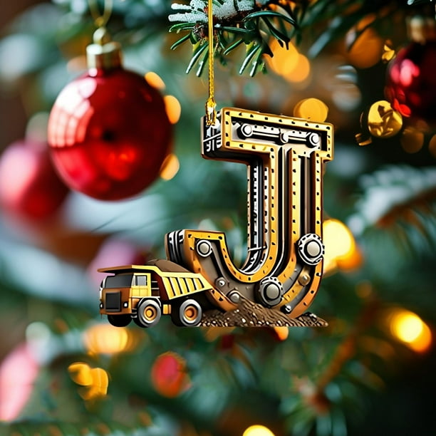 26 Letters Building Vehicle Christmas Decorations Christmas Tree Pendants