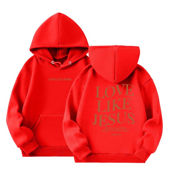 Girls Hoodies Size 6 Girls Casual Long Sleeve Hoodies Cute Oversized Pocket Sweatshirt Tops Clothes Red-c, 5-6 Years