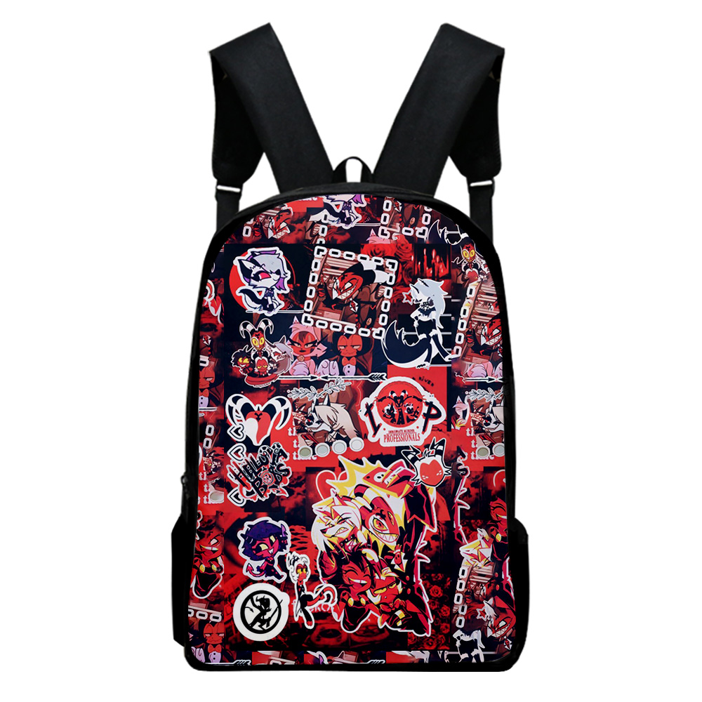 Helluva Boss Merch Oxford Cloth Shoulder Backpack Multi Zipper Pack Casual Student School Bag