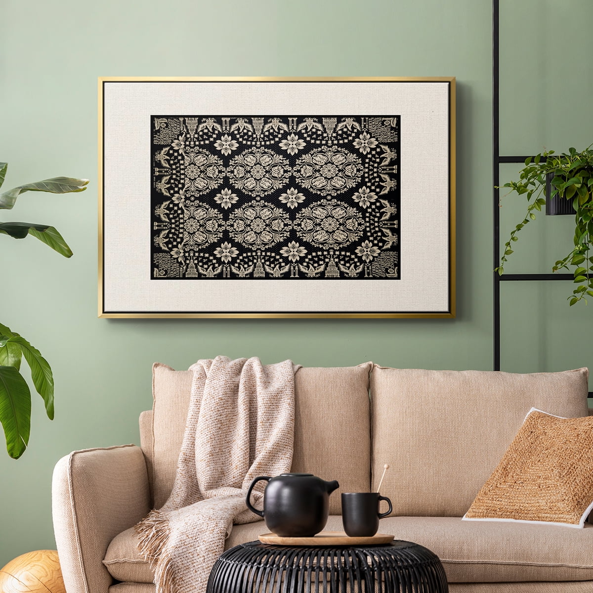 Vintage Abstract Print-XI Framed in Silver Wood Gallery Wrapped Canvas 25 in. x 37 in.