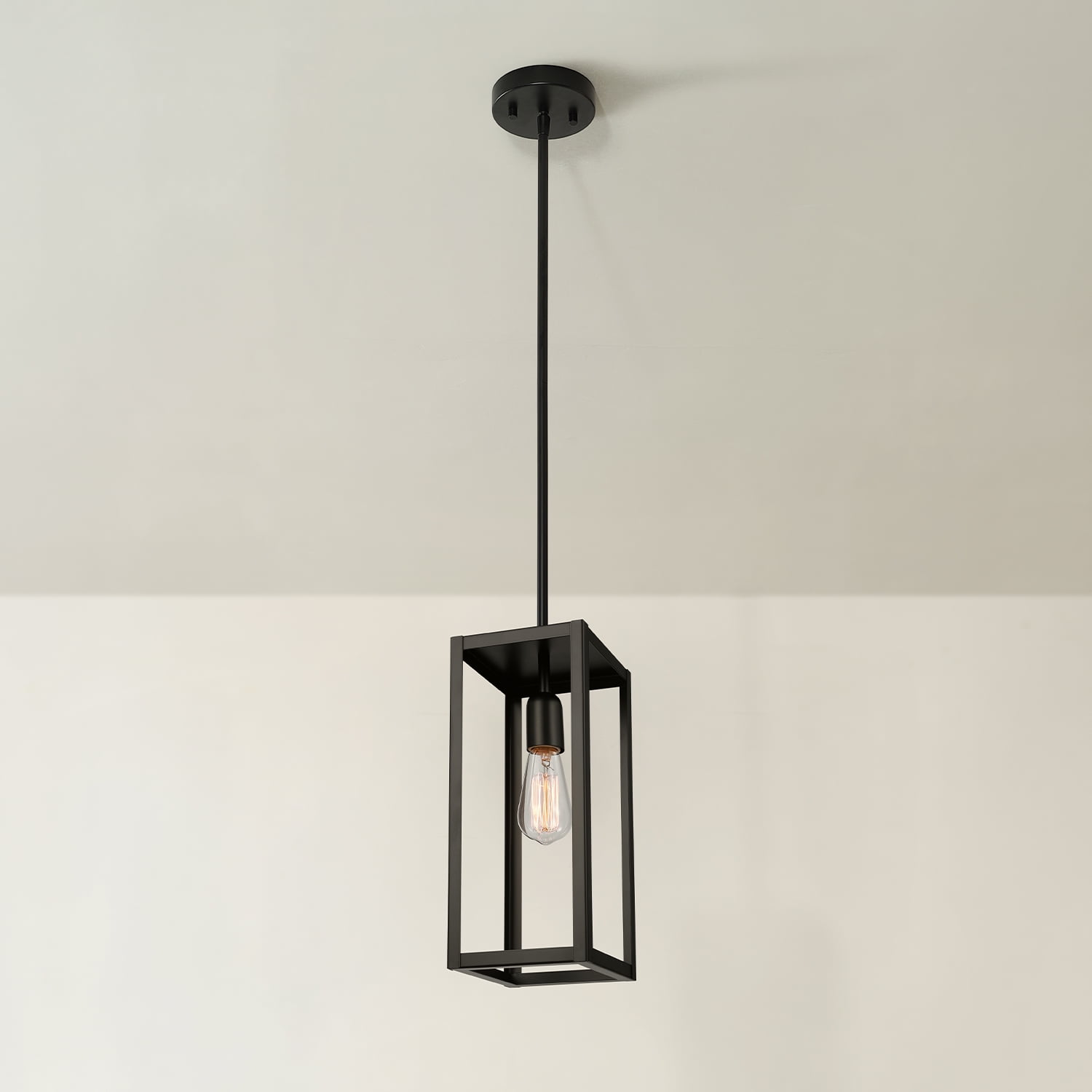 Globe Electric 1-Light Matte Black Open Shade Pendant Light
