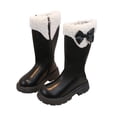 thumbnail image 2 of Viluyesy Girls Mid Calf Boots Fleece Lined Solid Color Shoes Kids Winter Boots for Outdoor Hiking Black Size 10, 2 of 9