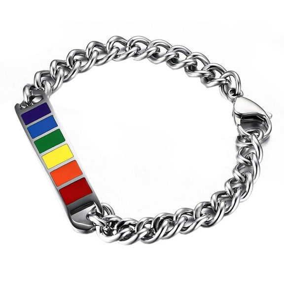 EHJRE Stainless Steel Chain Braided Rainbow Bracelet Wristband