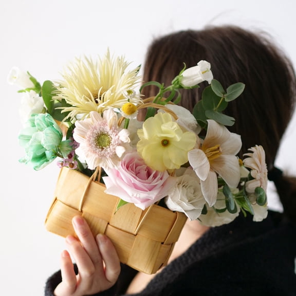 LOLIPPYY Cute Decorative Basket for Women Khaki Synthetic Material 1Set