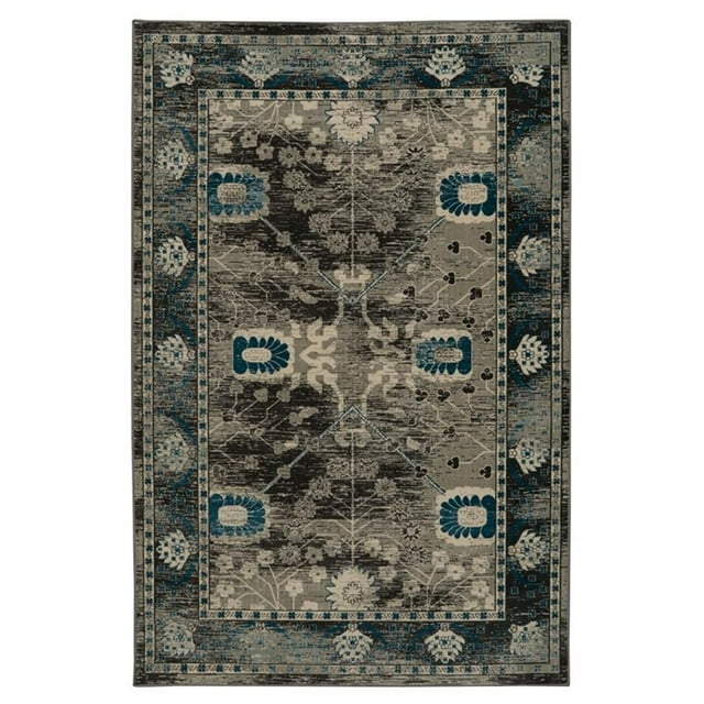 Linon Vintage Tapis Zeigler en Microfibre Polyester Tissé à la Machine 9'x12 Pieds Gris