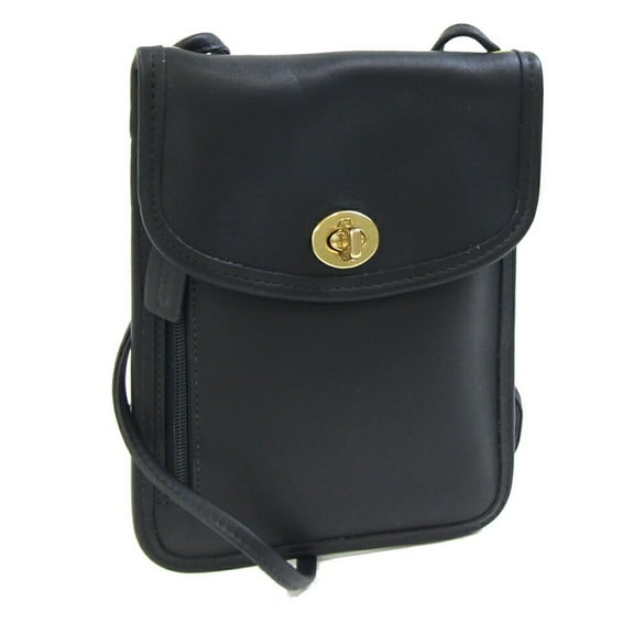 Pre-Owned Coach Shoulder Bag 6908 Black Leather Pochette Old Women's Turnlock COACH (Good)