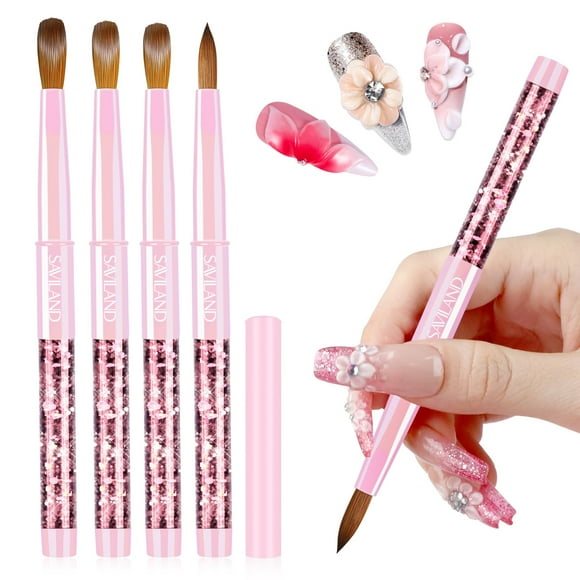 Set de pinceles acrílicos para uñas SAVILAND Essentials Kolinsky, tamaños 6-14